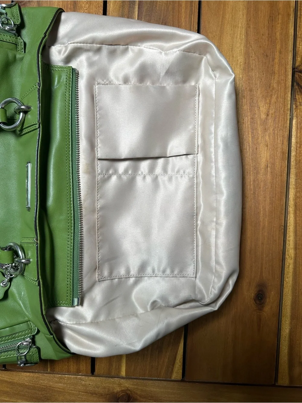 Coach Green Leather Gallery Shoulder Tote with Silver Hardware